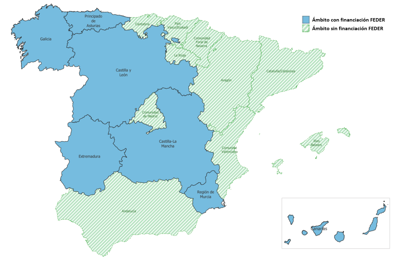 Mapa distribución de ámbitos en el programa 5G Redes muy rurales