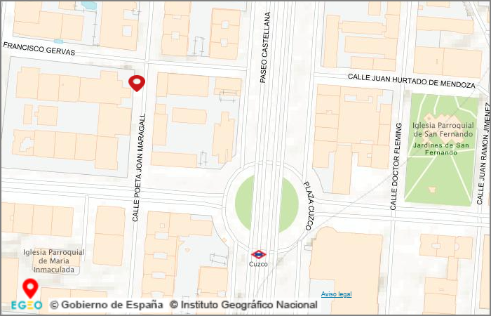 Mapa de la sede de Poeta Joan Maragall 41 del Ministerio MTDFP