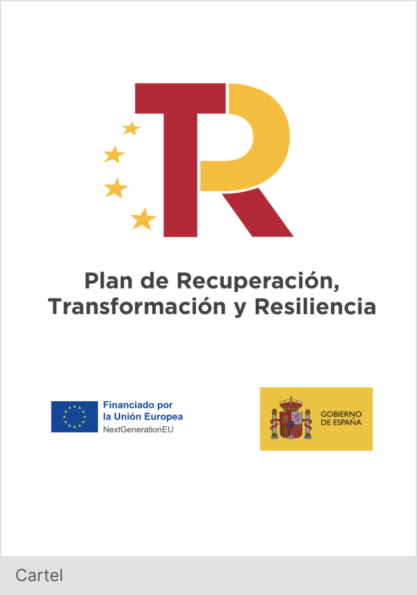 imagen cartel con logo del Plan de Recuperación, Transformación y resiliencia