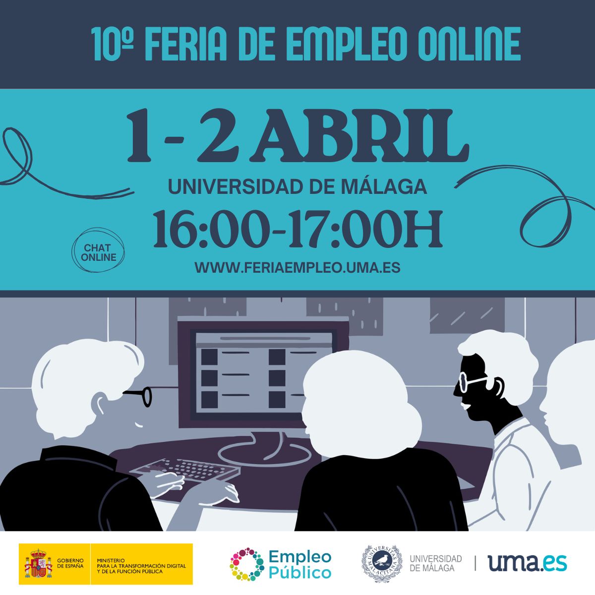 10ª Feria de Empleo Online 1 y 2 de abril, Universidad de Málaga