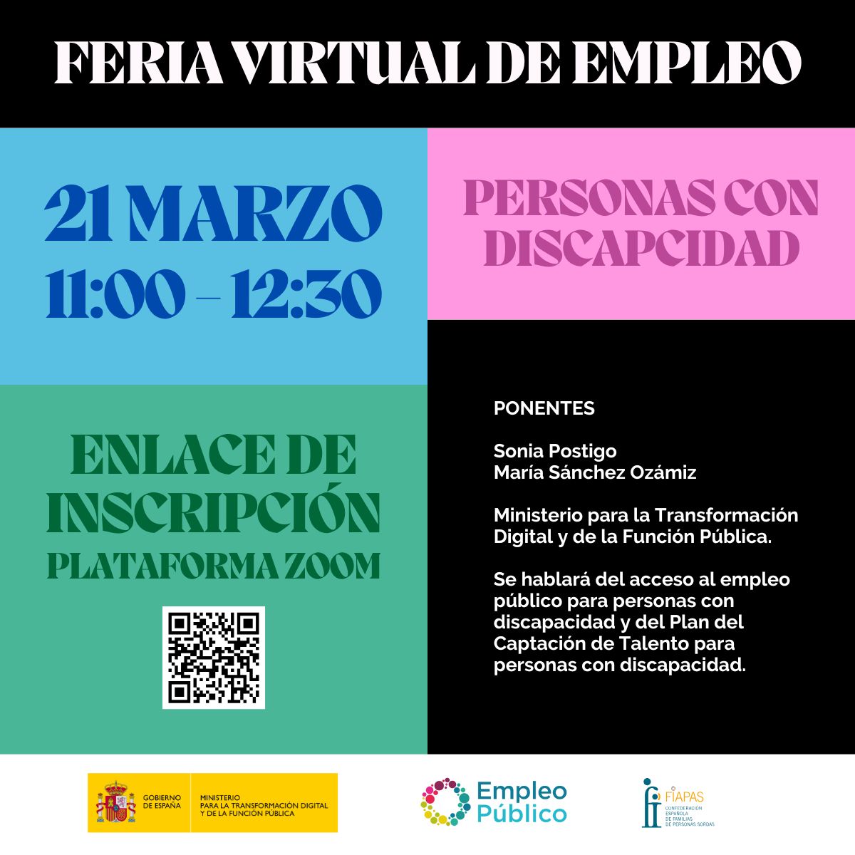 cartel sobre Feria Virtual de Empleo para personas con discapacidad"