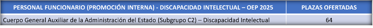 Plazas personal funcionariol interna discapacidad intelectual 2025
